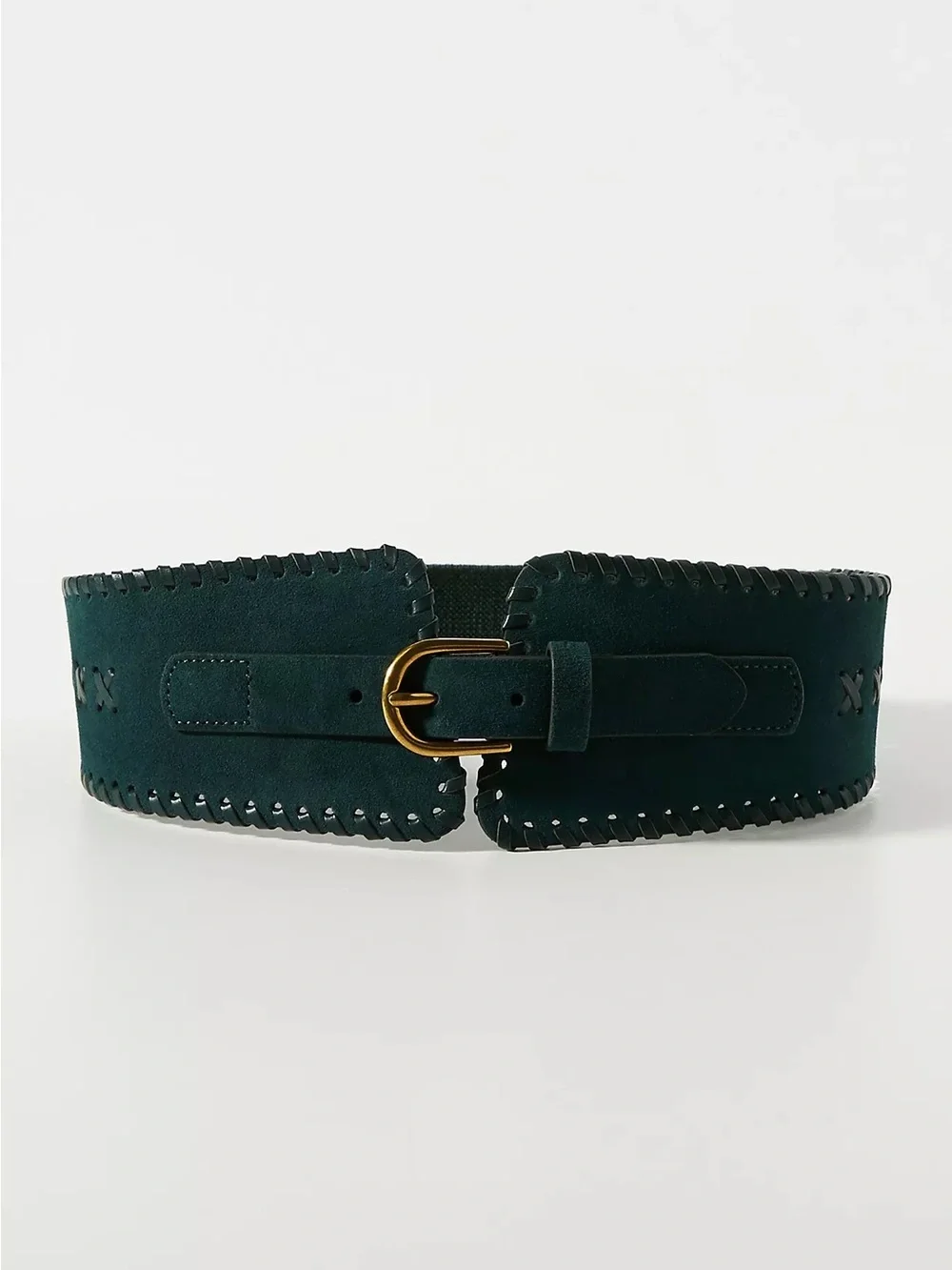 Anthropologie Suede Corset Belt with Gold Buckle